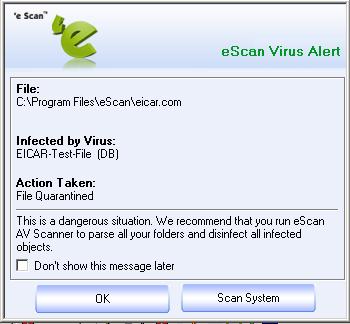 Fig.5: eScan Virus Alert